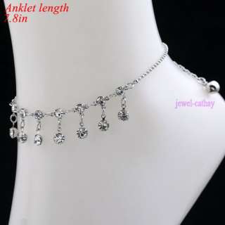 Vogue white cz bead dangle chain anklet ankle bracelet  
