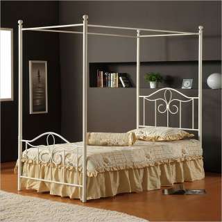 Hillsdale Westfield Metal Canopy Off White Bed  