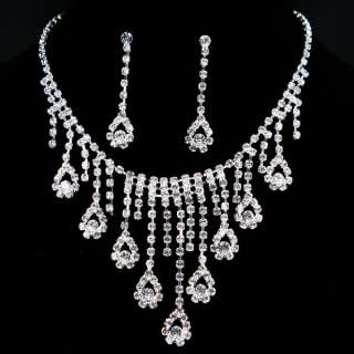WHITE SAPPHIRE CRYSTAL *S312W* EARRINGS NECKLACE SETS  
