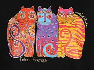 LAUREL BURCH T Shirt L/S Feline Friends Cat Black NWT  