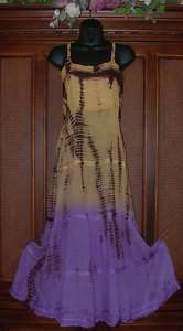 Gradient Tie Dye Long Hippie Tier Dress Retro 2 Colors  