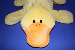 Kellytoy Yellow Plush Duck Laying Floppy Soft Beans 16 Orange Beak 