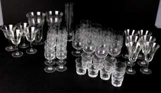 42pc Lot Vintage Floral Etched Clear Glass Assorted Glasses Stemware 