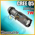   lumens Adjustable Focus CREE Q5 LED 7 W Mini Flashlight torch AA/14500