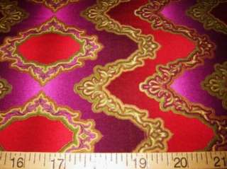 Fabric Benartex GILDED OPULENCE Red Hat gold purple  