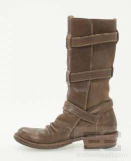 Fiorentini + Baker Brown Leather Multi Strap Brass Buckle Boots Size 