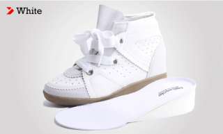New Womens Shoes High Top Fashion Sneakers Lace Up Wedge Hidden Heel 
