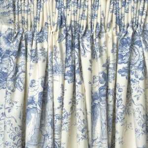 Vorhänge blau toile de jouy Baumwollfutter 168cm x 230cm  