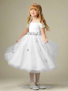 White Off shoulder tulle Dress Size 2~12   Flower Girl, First 