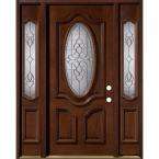  36 in. x 80 in. Wood Pre hung Left Hand Inswing 3/4 Oval Entry Door 
