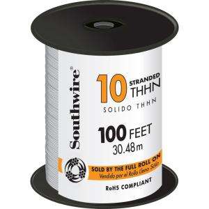 Southwire 100 Ft. White 10 Gauge Stranded THHN Wire 22974018 at The 