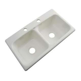 Thermocast Brighton Drop In Acrylic 33x19x9 2 Hole Double Bowl Kitchen 