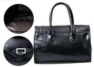 New Womans Black PU Leather Fashion Handbag High Quality Retro Totes 