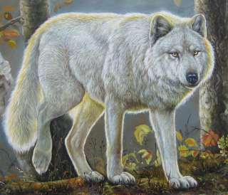 Original oil painting Wild AnimalsWolf on canvas 24x36  