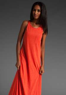 PATTERSON J. KINCAID Linen Slub Cerise Maxi Dress in Orange Red at 