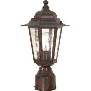 Glomar Cornerstone 1  Light 14 in. Post Lantern with Clear Seed Glass 