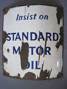 Standard Motor Oil Curved Porcelain Gas Pump Sign  