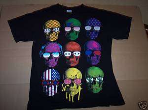 Crazy Skeleton SKULL HEADS With SUNGLASSES Cool T Shirt  