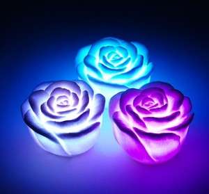 Nice Rose Flower LED Candle light Changing Colors  