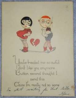 Vintage 1930s Greeting Card with Button Faces  