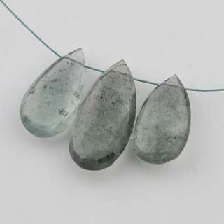 Moss Aquamarine Faceted Pear Briolette Beads (3)  