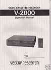 vector research owner manual v 2000 free usa ship one