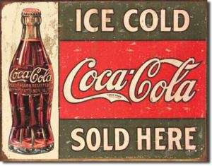   Cola Sold Here TIN SIGN bottle 1916 drink ad vtg metal wall decor 1299