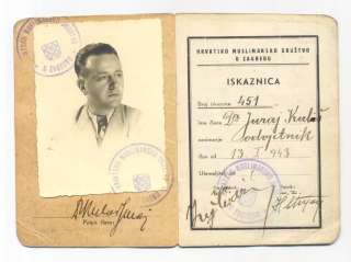 CROATIA/ Member Card *Muslim Union in Zagreb NDH  WWII  