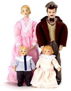   Miniature Porcelain Victorian doll family people Dad/Mom children /New