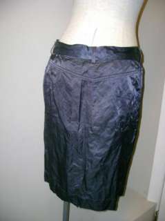 Eileen Fisher Graphite Steel Satin Knee Length Skirt w/Tie NWT  