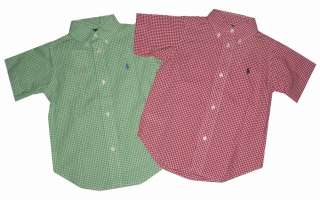 NWT~POLO RALPH LAUREN~GINGHAM SHIRT~GREEN or RED~ 4T  