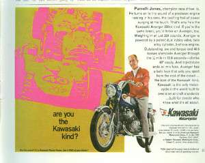 Kawasaki Avenger 350 1968 Motorcycle Ad Parnelli Jones  