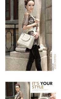 Fashion Celebrity Women Tote Grid PU Leather Clutch Purse Handbag Bag 