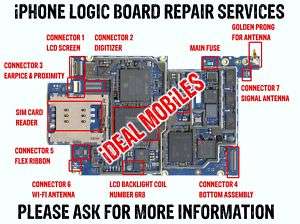   3G 3GS 4 4S REPAIR SERVICE MAIN MOTHER LOGIC BOARD FAULTY SPARES FIX