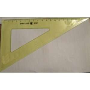 BRAUSE 2121 Lineal Dreieck aus Plexiglas, gelb transparent (1 Seite 