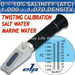 Salz Refraktometer Salinität 0~10% Meerwasser Aräometer  