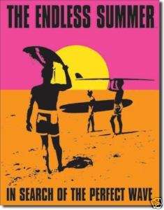 Vintage Retro Tin Sign Endless Summer Poster Surf Sufer  