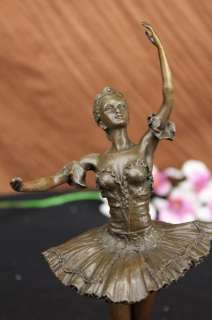 Art Deco Bronze Ballerina Signed Aldo Vitaleh Statue Sculpture 