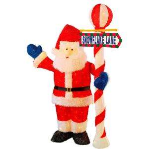 Home Accents Holiday 60 In. 175 Light Tinsel Santa With Lamppost TY372 