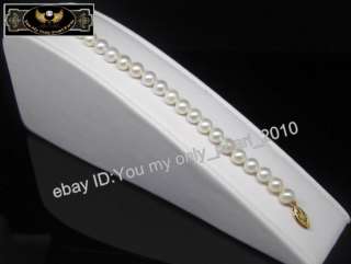 MP 14K YG Gold Fine 7 8mm AAA+ white pearl bracelets  