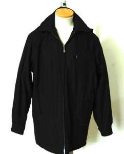 LONDON FOG Wms Black Jacket L Petite Large Hood  