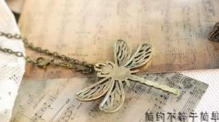   Bronze Cute Dragonfly Green Stone Fashion Necklace Z1046  