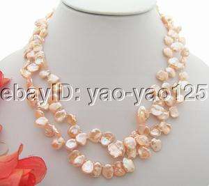 Charming 2Strds Pink Reborn Keshi Pearl Necklace  