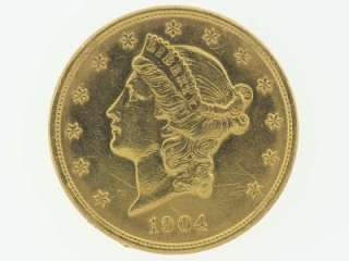 1904 United States Liberty Head Double Eagles Twenty Dollars $20 Gold 