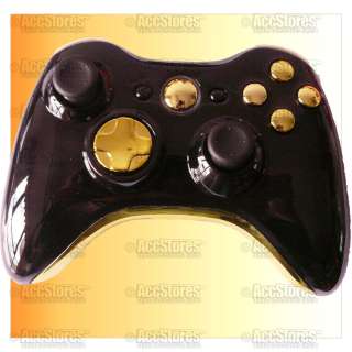 Xbox 360 Wireless Controller Shell Case button Chrome Gold + Black 