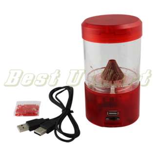New USB Volcano Aquarium Fish Tank With Red LED Light USA  
