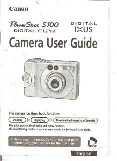 Canon PowerShot S100 Digital Elph & Digital IXUS Guide  
