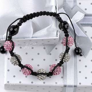 13 Colors Crystal Disco Ball Beads Weave Macrame Hip Hop Bracelet 