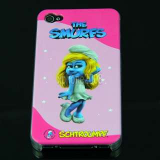   Cartoon Smurfs Smurfette Pattern Hard Cover Case For iphone 4 4S Pink