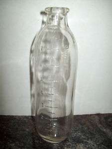 1900S ANTIQUE UNMARKED 8 oz GLASS BABY NURSING BOTTLE  